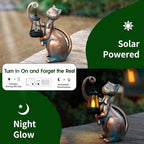 WHIMSYNOOK 10.7" Bronze Cat Solar Garden Statue Light – Cute Kitty Design, Bronze Finish, Solar-Powered LED, Outdoor Yard & Lawn Décor, for Cat Lovers, Mom, and Garden Enthusiasts