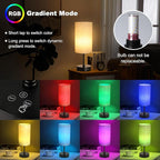 Unicozin Table Lamp Set of 2, 3 CCT 3000K/4500K/6500K & RGB Color Changing, Stepless Dimmable Small Bedside Lamp for Reading, Ambience Nightstand Light for Home Decor Party, Beige Shade