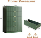 5 Drawer Dresser for Bedroom, Tall Dresser Chest of Drawers with Gold Handles, 32 Inch Wide Nightstand with for Bedroom, Living Rooms, Offices, and Entryways, Green