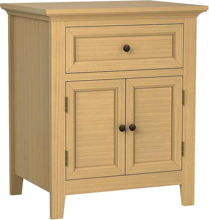 Harvin Nightstand, Solid Wood End Table with Drawer & Door, Timeless Classic Side Table for Bedroom, Living Room or Home Offices