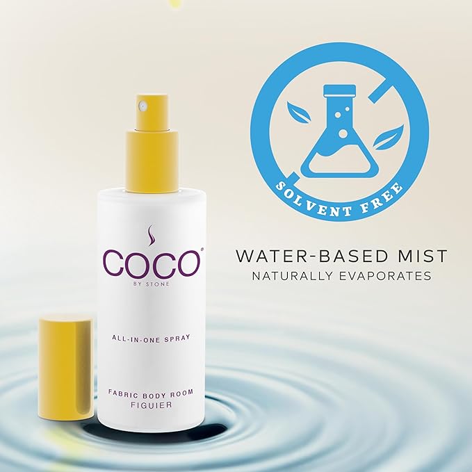 COCO by Stone 5oz All-in-One Spray (Figuier) Shake & Spray Formula for Fabric, Pillows, Interiors, Clothing, Home Fragrance Accessories, Room Perfume, Room Deodorizer, Vegan & Cruelty-Free