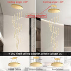 156in Long Light 20-Lights Chandeliers for Entryway LED Dimmable Chandeliers Lighting Fixture Modern Flat Sloped High Ceiling Pendant Lights Crystal Drop Light for Living Room Foyer Hallway Staircase