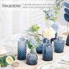 12Pcs Blue Glass Bud Vases Set, Small Vases for Flowers, Perfect for Centerpieces at Parties, Baby Showers, Weddings, Events, Graduation Season, Great Gifts for Office & Home Décor