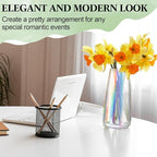 Thenshop 10 Pcs Glass Flower Vases for Centerpieces 8.4" Tall Modern Style Vase Bulk for Bouquet for Home Wedding Party Table Decor House Gifts(Iridescent)