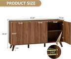 Fluted Sideboard Buffet Cabinet with Storage, Modern Storage Cabinet with 3 Doors, Wood Credenza Buffet Sideboards, Console Table for Kitchen Dining Living Room Entryway (Walnut)