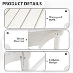 Sundale Outdoor Folding Plastic Adirondack Ottoman, All-Weather Adirondack Chair Footrest, Fade and Rust Resistant, Perfect for Outside Patio Garden Pool Yard White