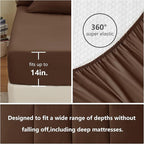 CozyLux Queen Comforter Set Brown, 7 Pieces Bed in a Bag, Brown Comforter Queen Size, All Season Bedding Sets with Stitch Quilted Comforter, Flat Sheet, Fitted Sheet, Pillowcases