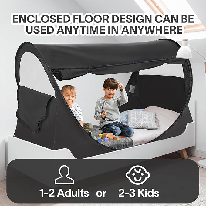 LEEDOR Bed Tent Dream Tents Bed Canopy Shelter Cabin Indoor Privacy Warm Breathable Pop Up Twin/Full/Queen for Kids and Adult Patent Pending(Mattress Not Included)