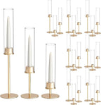 21 Pack 23.6 & 21.7 & 19.7 in Tall Gold Hurricane Candlesticks Holder with Glass Cylinder Cover - Candle Holders for Table Centerpiece (Gold)