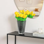 MCMCNCUIU Crystal Vase, Large Crystal Vases for Flowers, Black Large Flower Vase, Modern Glass Vases for Living Room, Bedroom, Kitchen, Dining Table, Mantle, Wedding, 9 Inches