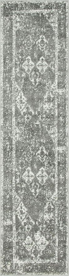 Unique Loom Rosso Collection Vintage, Traditional, Bohemian, Geometric, Distressed, Southwestern Area Rug (2' 7 x 10' 0 Runner, Gray/Ivory)