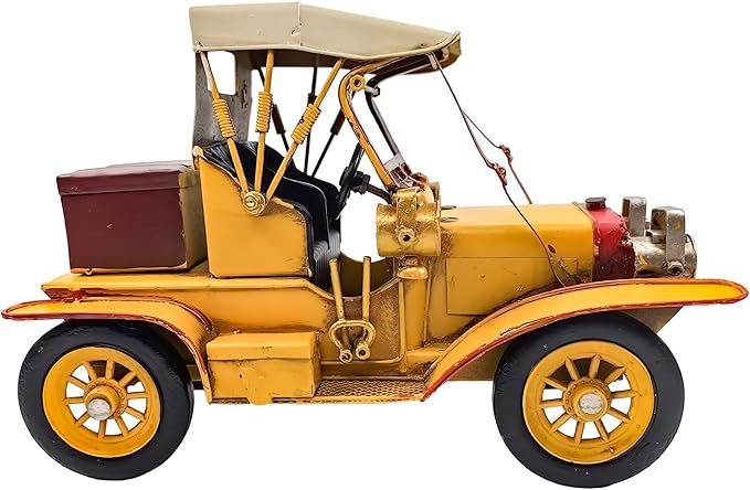 Berfutall-11''Iron Classic Yellow Classic Cars Model Collectible Vehicle Decoration, Metal Cars Christmas Decor ，Unique Blend of Vintage, Rustic, for Table Top Decor. (F)