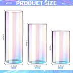 24 Pcs Glass Cylinder Vases Clear Flowers Vase Decorative Floating Candles Holders Table Centerpieces for Wedding Party Event Home Office Decor(Dazzling Color,2.8'' X 4.7'', 5.9'', 7.9'')