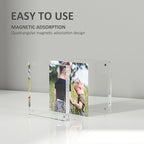 Acrylic 4x4 Square Picture Frame 4 Pack, Magnetic Picture Frames for 4x4 or 3x3 Pictures Display, Photo Frames Desktop Display, Freestanding