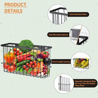 3 Pcs Magnetic or Adhesive Refrigerator Organizer Magnetic Baskets Kitchen Holder for Refrigerator Metal Shelf Rack Storage with 2 Types of Installation(Black)