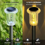 DenicMic Solar Lights Outdoor 10 Pack Waterproof 3000K Warm White LED Acrylic lamp Head Stainless Steel Stake for Landscape Lighting Path Walkway Sidewalk Backyard Patio Decor