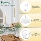 Glass Candle Holder Candlestick Holders: Hewory Taper Candle Holders 8Pcs Candle Stick Candle Holder, Clear Tall Candle Holders for Table Centerpiece Wedding Christmas Holiday Party Decorations