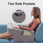 A Nice Night Lap Desk Rest Pillow for Adult,TV Trays Bed Pillow, Memory Foam Rest Pillow for Reading, Working, Playing Switch or Sitting in Bed Sofa Floor,LightGrey