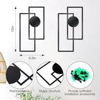 OYEFLY 2 Pcs Metal Abstract Wall Art,Modern Geometric Decor (Black, style 3)