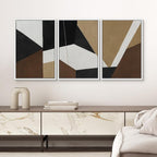 SIGNWIN Framed Canvas Print Wall Art Bold Geometric Shapes Modern Black, White, and Brown Abstract Photography Modern Art Minimalist Black and White for Living Room, Bedroom, Office - 24"x36"x3 White