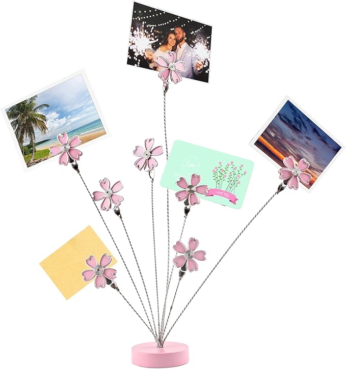 8-Branch Photo Tree Holder for Pictures, Gift Card Tree Holder to Hold Gift Cards, Picture Tree with 8 Clips for Memo Paper Desk Stand, Photo Display, Office Decor, Home Decor(Cherry Blossoms)