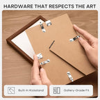 Homeforia 10x10 Picture Frame Brown, High-End Dark Oak 10 x 10 Square Brown Wood Frames with Mat 8 by 8 Photo, 10by10 Wooden Walnut Poster Frame Matted to 8x8 Print, Tempered Glass, Wall Kit, Set of 1