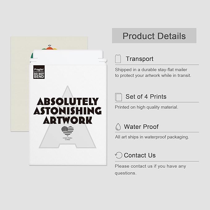 SIGNWIN Adhesive Canvas Poster Mid-Century Modern Retro Botanical Flower Garden Abstract Geometric Digital Art Modern Art Decorative Zen Multicolor Minimalism for Bedroom - 12"x16"x4