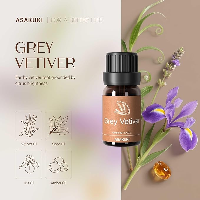 ASAKUKI Essential Oils Set – 6×10ml Cologne-Inspired Unisex Fragrance Oils for Diffusers – Elegant, Clean, and Confident Scents Loved by Women and Men