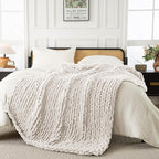 Ultra Soft Chunky Knit Blanket Throw -40x50 Hand Knitted Warm Chenille Throw Blanket, Home Decor Soft Thick Yarn Cable Knit Blanket Breathable Fleece Banket Christmas for Couch Bed Sofa Best GIF