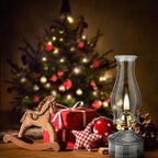 Tuanse 2 Pcs Oil Lamps for Indoor Use Vintage Hurricane Emergency Glass Oil Lamps Large Lantern Classic Decorative Oil Lamp for Home Tabletop Emergency Lighting Supplies(Gray)