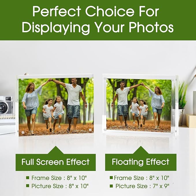 SYNTRIFIC 10 PACK Magnetic Picture Frame,8X10 Acrylic Frame Double Sided Picture Frame,20mm Thickness Magnetic Premium Acrylic Picture Frames Gifts Ideal