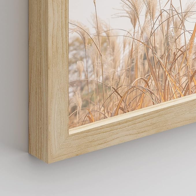 SIGNWIN Framed White Pampas Grass Beach Ocean Shore Horizon Wall Art, Set of 4 Landscape Colorful Wall Decor Prints, Nature Wilderness Wall Décor for Living Room, Bedroom - 8"x10" Natural