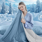 Cooling Comforter Twin Size, Double-Sided Cooling Blanket for Hot Sleepers & Night Sweats, Arc-Chill Q-Max > 0.4 Breathable Ice Blanket, Lightweight Cold Comforter (68''x90'', Light Blue)