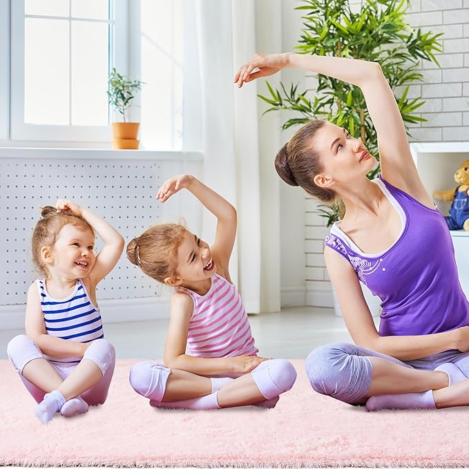 Pink Fluffy Rugs for Bedroom Girls: Area Rug 6x9 Pink Fuzzy Rug for Kids Room - Furry Rug Living Room Bedroom Decor