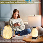 Serteaw 22''Touch Control Table Lamps Set of 2,Stepless Dimmable Bedside Lamps with USB Charging Ports, Black and Cream Living Room End Nightstand Table Lamps with Linen Lampshade, LED Bulbs Included