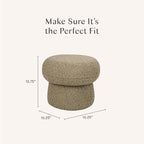 Babyletto Kids Mini Mushroom Pouf - Ottoman Foot Rest - Poofy Plush, Round Footrest Stool for Couch - GREENGUARD Certified Soft & Stuffed, Comfy Small Pouf Ottoman for Living Room/Nursery Floor, Latte