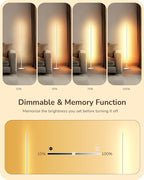 EDISHINE LED Corner Floor Lamp, Minimalist Dimmable Light with Remote, 57.5 Inches Tall Floor Lamps for Living Room, Bedroom, Home Office, 7 Color Temperature 2700-6000K (White)