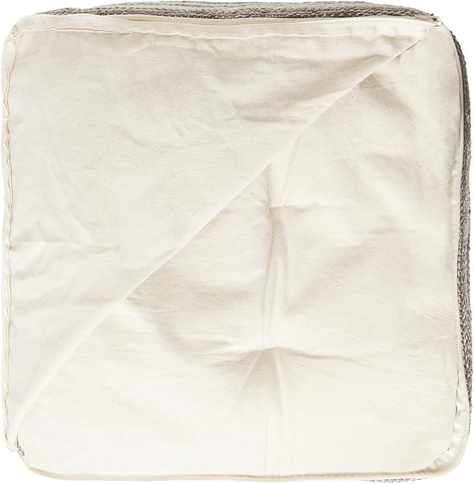 REDEARTH · Tufted Pouf Ottoman with Filler Textured Storage Cube Bean Bag Pouffe Footrest for Living Room, Bedroom, Nursery, Kidsroom; 100% Cotton (17.5"X17.5"X17.5", Melange Delight Taupe)