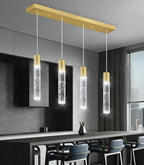 4-Lights Modern Crystal Chandeliers for Kitchen Island Mini Pendants Lighting Fixture LED Ceiling Light for Dining Room Living Room 6000K