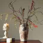 Smiletag Rustic Vase for Home Decor, Farmhouse Terracotta Vases, Stone Vases, Large Vases for Living Room Decor, Rustic Flower Vase Decoration for Living Room Tall Ceramic Vase