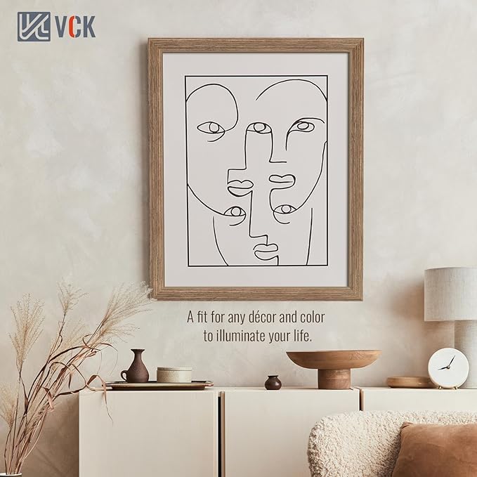 VCK 16x20 Picture Frames for Wall 3 Pack, Brown Walnut Wood Poster Frame, Exclusive Wood Grain, Wall Mounting Hanging