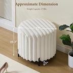 Furniliving Modern Round Ottoman, Large Size Bedroom Ottoman Footstool Round Ottomans Stool for Living Room, Bedroom, Makeup Room, Beige, Faux Fur