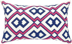 Alysheer Embroidered Lumbar Decorative Throw Pillow Cover 12"x 20", Classic Boho Geometric Embroidery Pattern Cotton Rectangular Cushion Case for Sofa Couch Living Room Bedroom(Blue Pink)