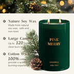 Goodpick Pine Merry Scented Candle, Soy Wax 22oz 120H Long Burning, Festive Pine Forest with Cedar & Juniper, Holiday Home Aromatherapy Candles