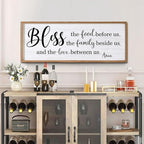 Bless the Food Before Us, the Family Beside Us, and the Love between us Framed Wall Art for Dining Room, 40''×15'' Holy Positive Religious Rustic Bible Verse for Christian God Jesus Christ Prayer