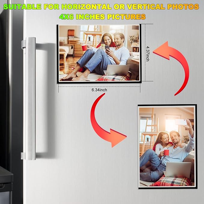 Black Magnetic Picture Frame 4X6 for Refrigerator,Photo Magnets Sleeves