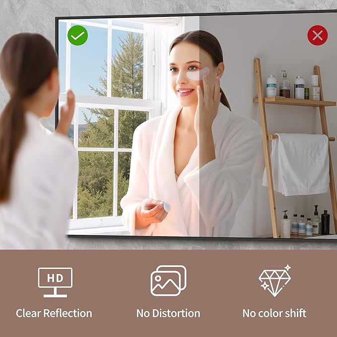 YIROMAN Bathroom Mirror 72"x36", Large Matte Black Bathroom Mirror for Over Sink with Aluminum Frame, Rectangular Vanity Mirror with Right Angle, Wall Mirror Hangs Horizontal or Vertical, Shatterproof