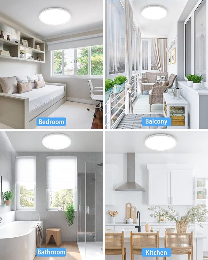 slochi 4PACK LED Flush Mount Ceiling Light Fixture White, 9Inch 24Watt, 5000K Daylight Ultra Slim Ceiling Lamp for Living Room, Dining Room, Hallway,NOT-DIMMABLE