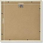 Vittanly 12x12 Picture Frames Set of 9, Shatter Resistant Plexiglass, Display 8x8 Pictures with Mat or 12x12 without Mat, Photo Frames for Wall Mount, Engineered Wood, Cornsilk