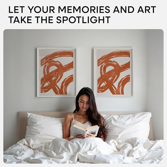 Homeforia 16x20 White Picture Frame, High End Oak 16x20 White Wood Frame with Mat 11x14 Photo, 16 x 20 Wooden Poster Frames Matted to 11 by 14, 20x16 Hanging Frames, Tempered Glass, Wall Kit, Set of 1